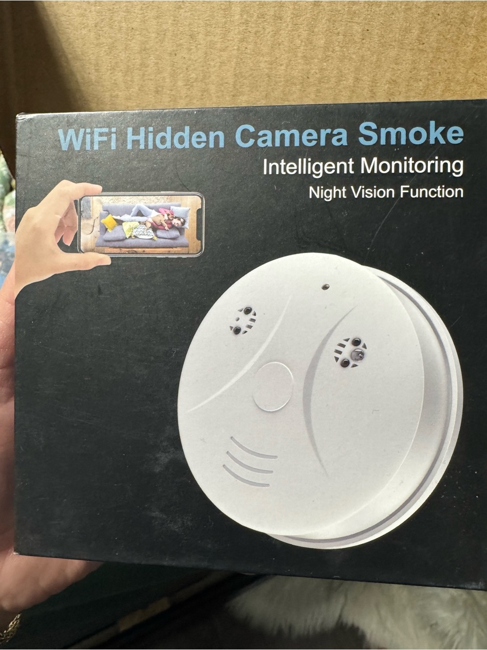 WiFi Hidden Camera Smoke Detector – New in Box Night Vision Security Camera